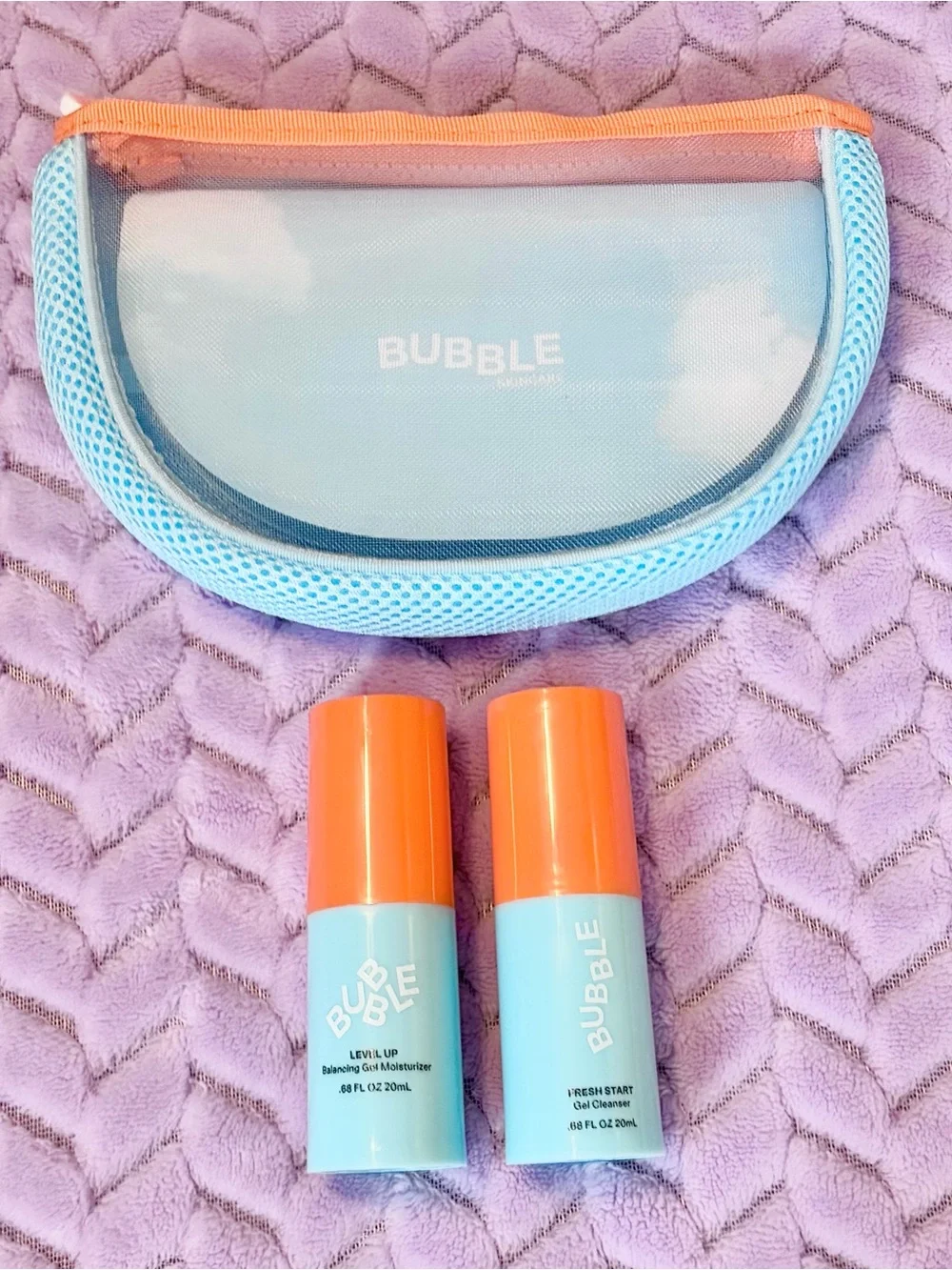 NWT Bubble Skincare Blue & Orange Travel Set